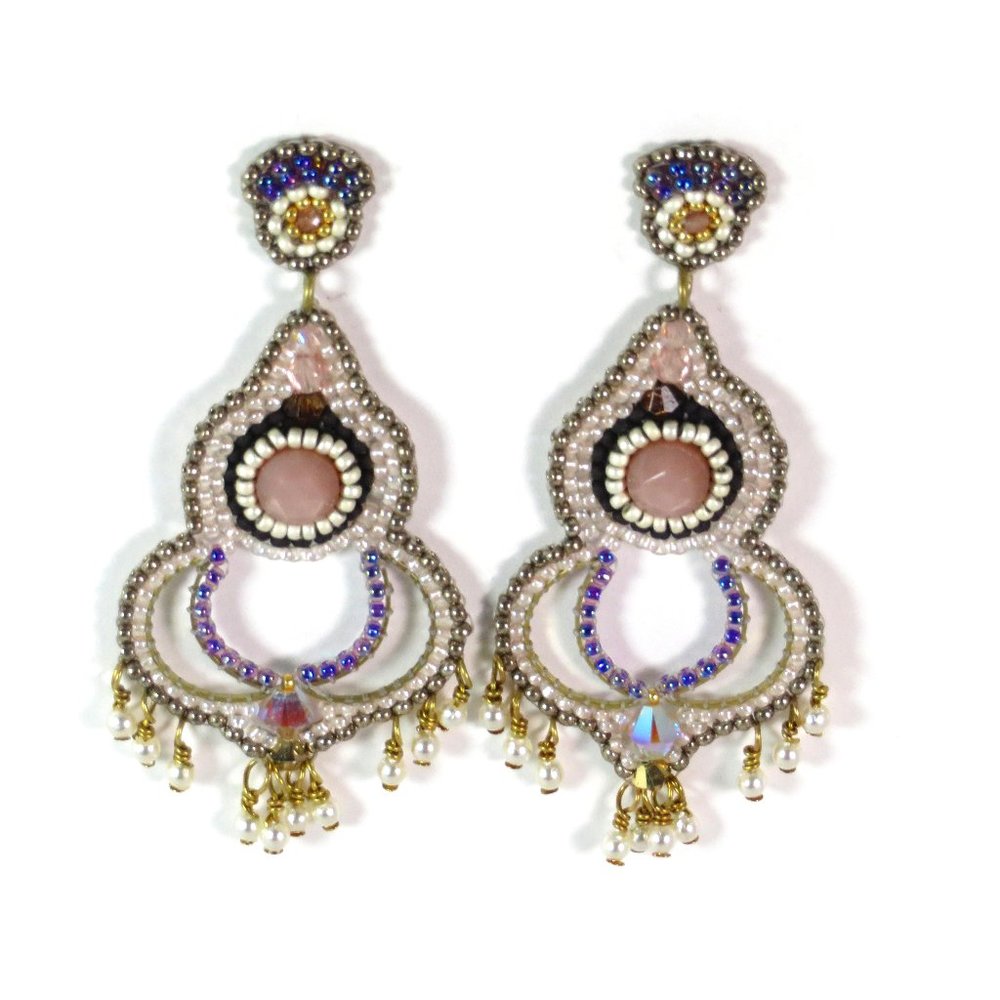 Peach Moonstone beaded earrings